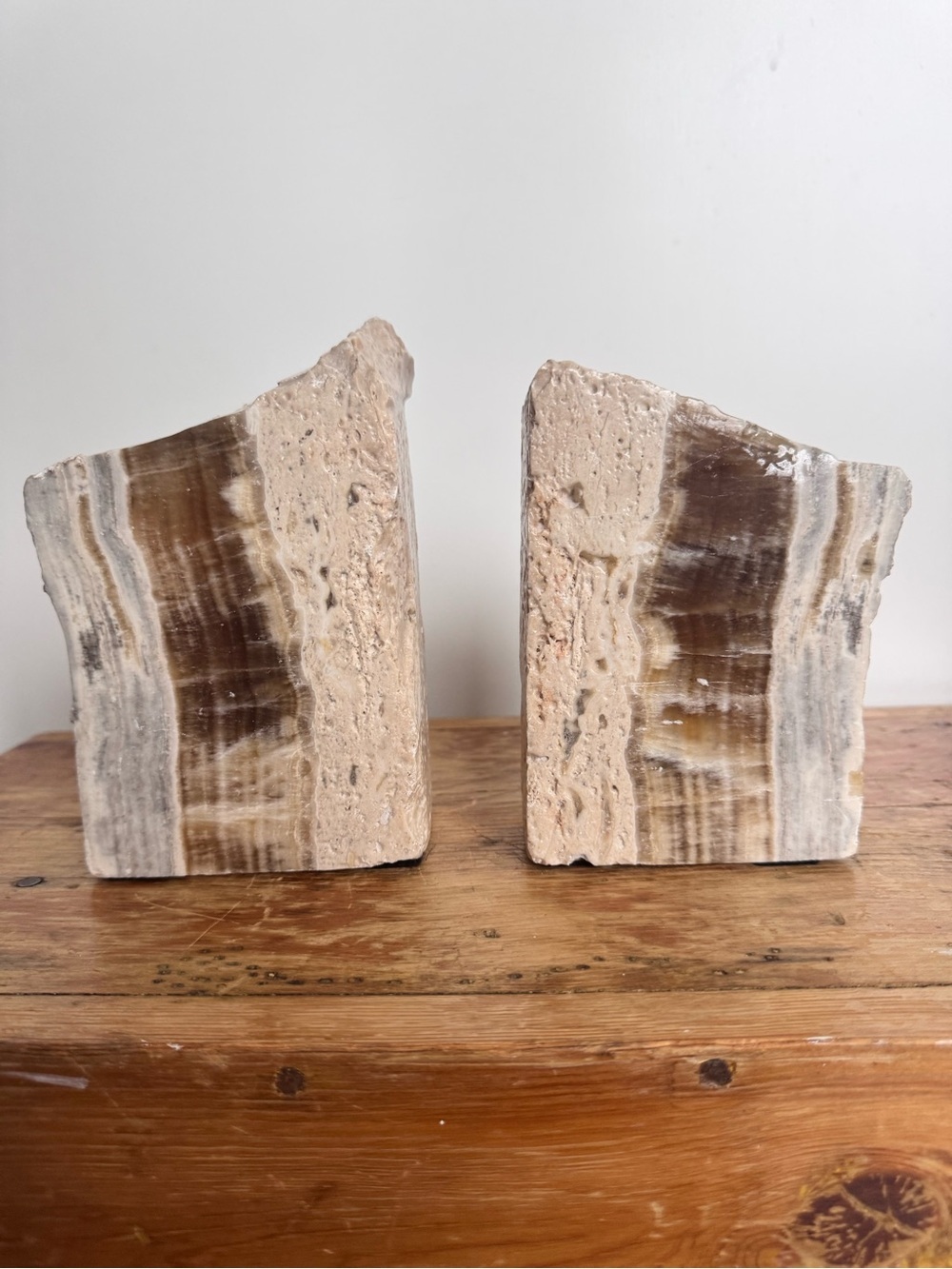 Vintage Heavy Raw Stone Bookends